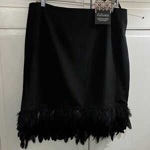 Nicole Miller Black Mini Skirt with Feather Trim